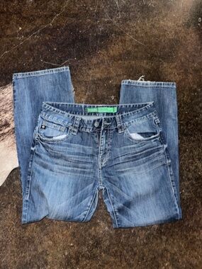 Men's Straight Blue Denim Jeans - Classic Mid Wash